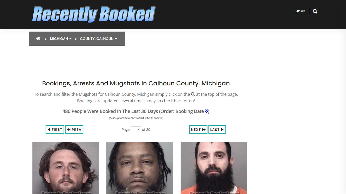 Bookings, Arrests and Mugshots in Calhoun County, Michigan