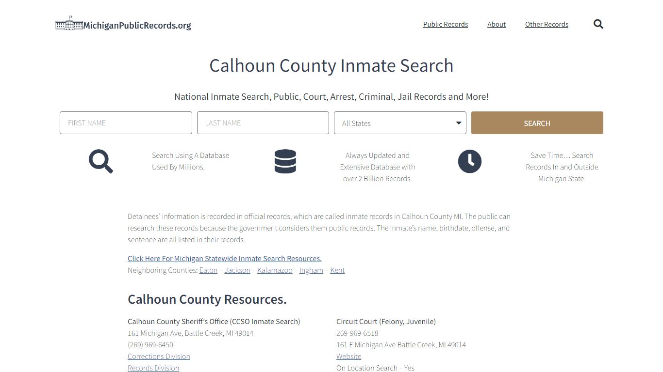 Calhoun County Inmate Search - CCSO Current & Past Jail ...